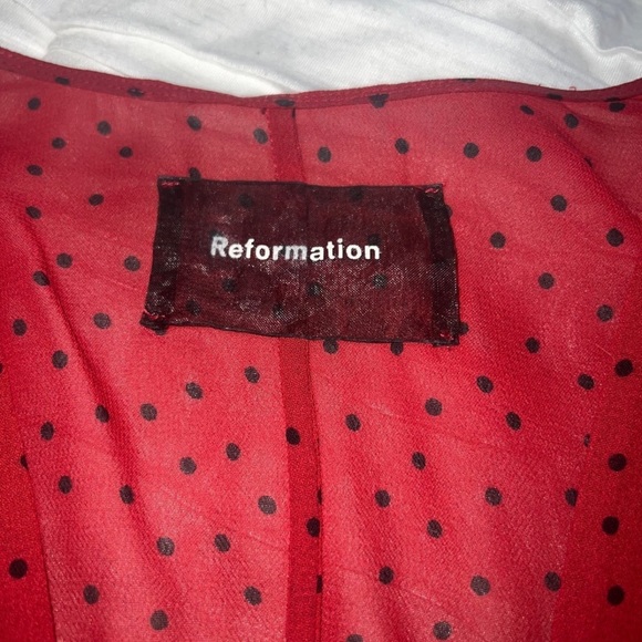 Gorgeous Reformation Nikki Red Polka Dot Blouse Size XS - Picture 8 of 11